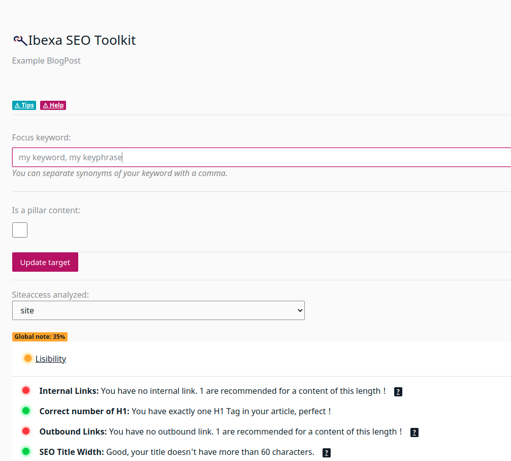 Codein SEO Toolkit demo